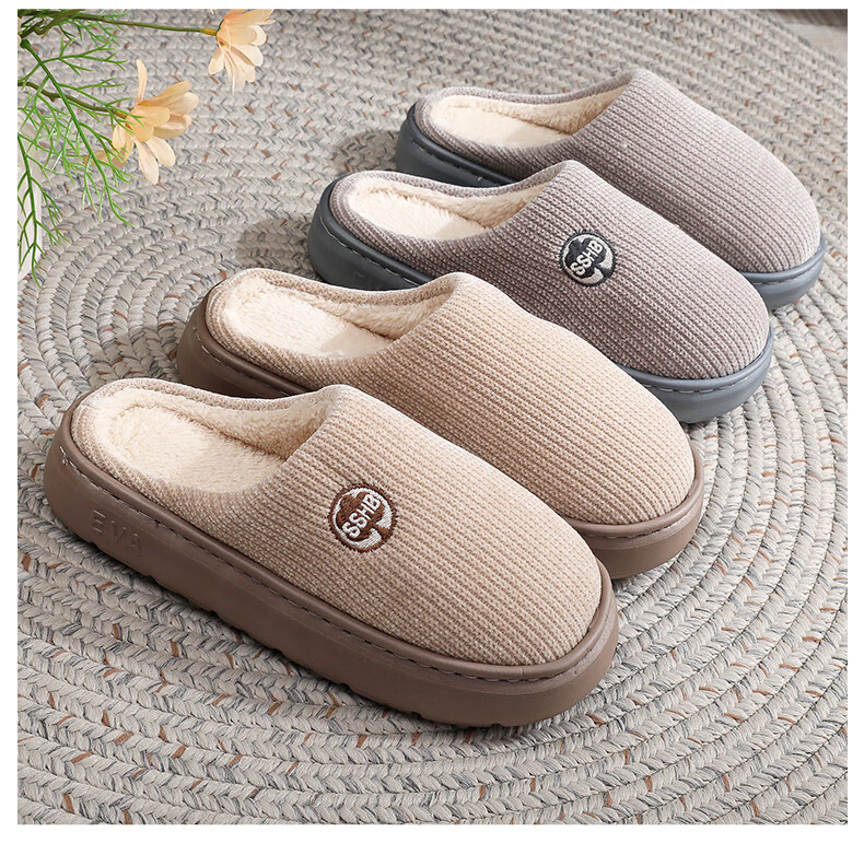 GUOLUOFEI Spring And Autumn Thick-Soled Slippers for Men And Women, Indoor Home Cotton Slippers, Gray, Size 42-43 13