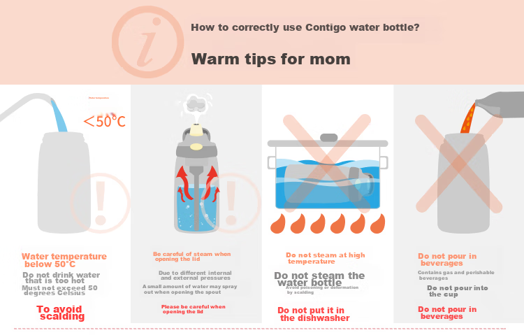 Contigo Kangdike Locking Sports Straw Plastic Water Bottle, Colorful Dog Pattern, 450ml, Pink, HBC-ASH217MVP 14