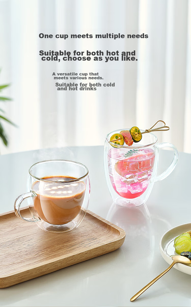 JD Original Glass Cup, Double-Layer Tea Infuser Mug, Heat-Resistant High-Temperature Coffee Water Cup, 300ml 6