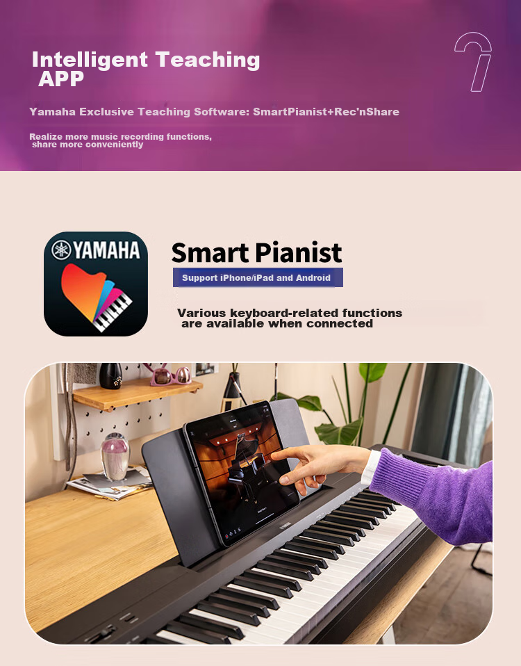 YAMAHA P143BTB Digital Piano, 88 Weighted Keys, Bluetooth, Convenient for Exams, Electronic Piano, Wooden Stand + Three Pedals 9