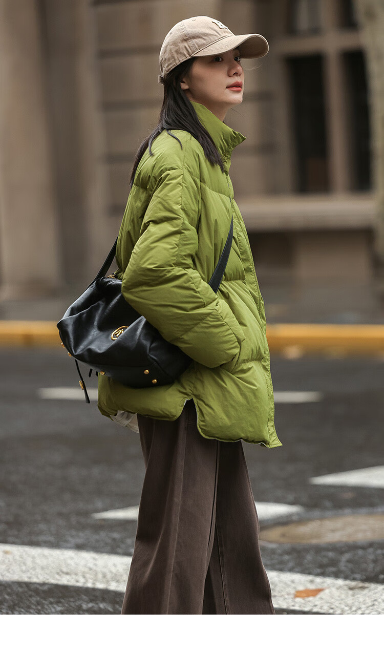 Dme [Avocado Good Mood] Winter Lightweight Stand Collar Warm 90% Duck Down Filling Versatile Women's down Jacket 10