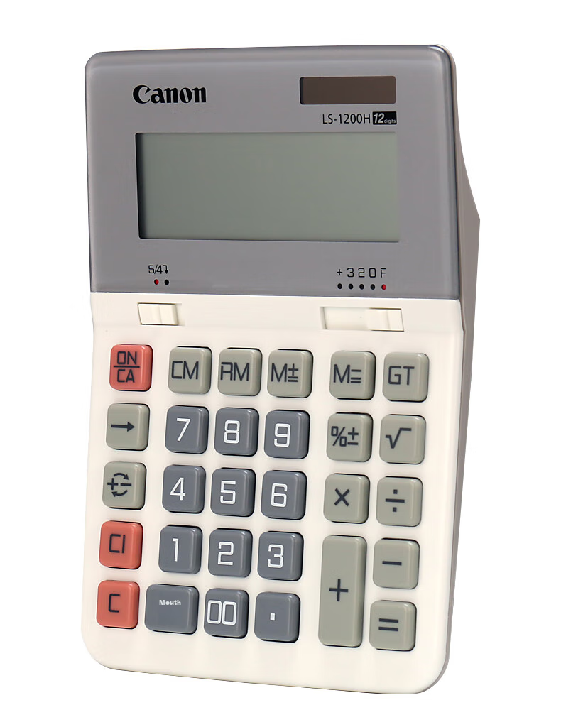 Canon WS-1200H, 12-Digit Large Business Office Calculator, Dual Power Supply, Wide Screen, Desktop Classic Calculator 12