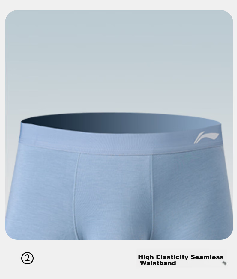 Li-Ning Men's Underwear (3-Pack), Modal Men's Sports Underwear, Running Quick-Dry High-Elastic Boxer Briefs, XL 24