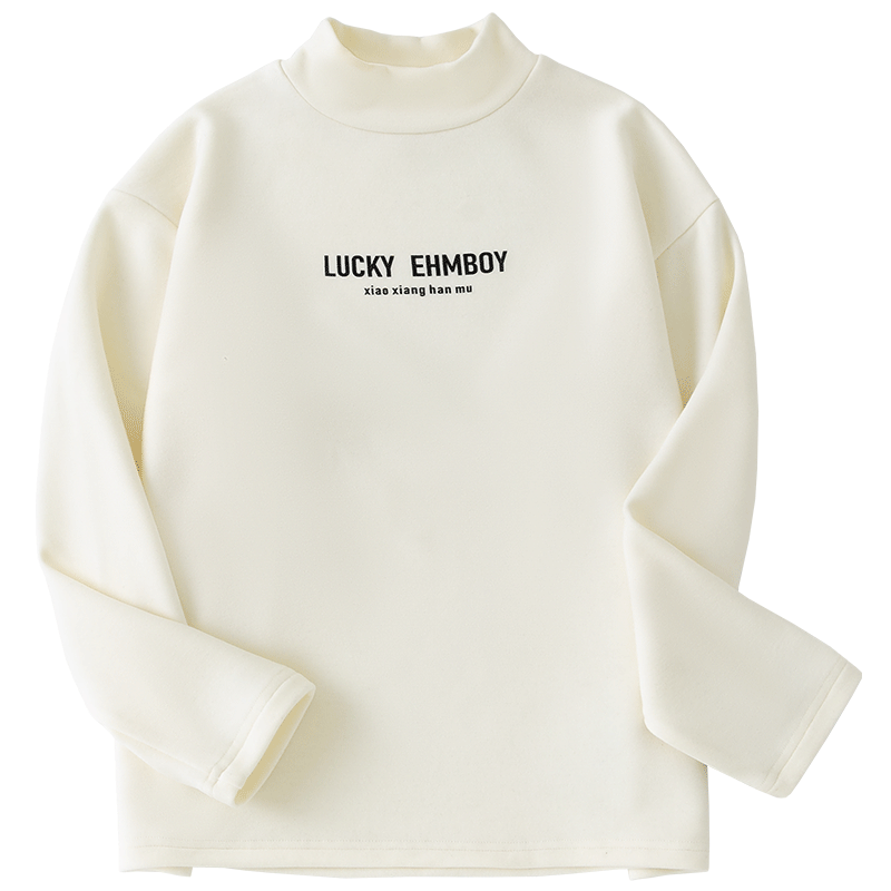 Little Elephant Ham Boys' Base Layer Shirt Autumn Winter Children's Innerwear Half Turtleneck New Boys' Trendy White 150 cm