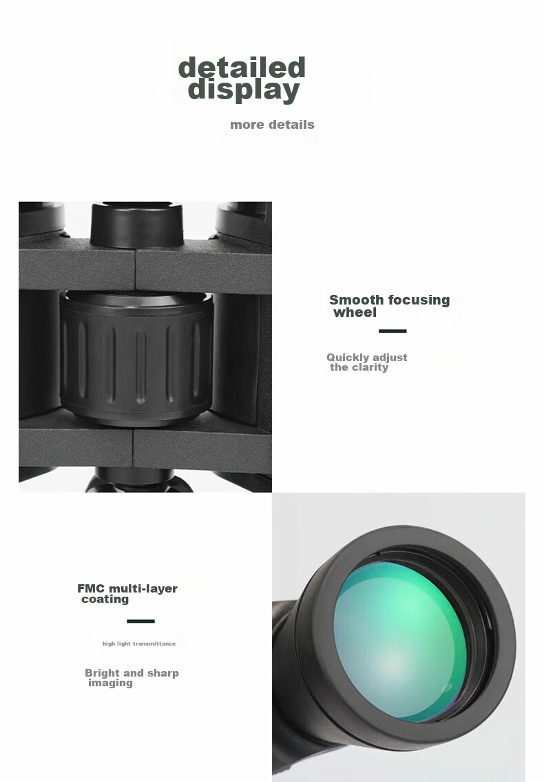 FEIRSH Binoculars, High Magnification, High Definition, Portable, for Adults And Children, Concert Viewing, Non-Night Vision, Bird Watching Telescope, 10x50 T18 19