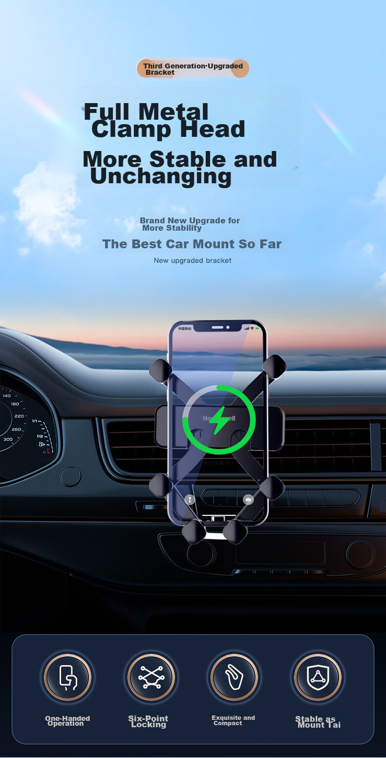 Honeywell Car Phone Holder, Air Vent Navigation Mount, Car Interior Clip-On Phone Mount, Automotive Accessory 1