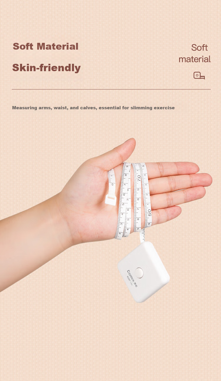 COMIX Tape Measure 1.5m Automatic Card Slot Flexible Ruler for Body Measurements, Clothing Measurement, Height Measurement B3267 White 4