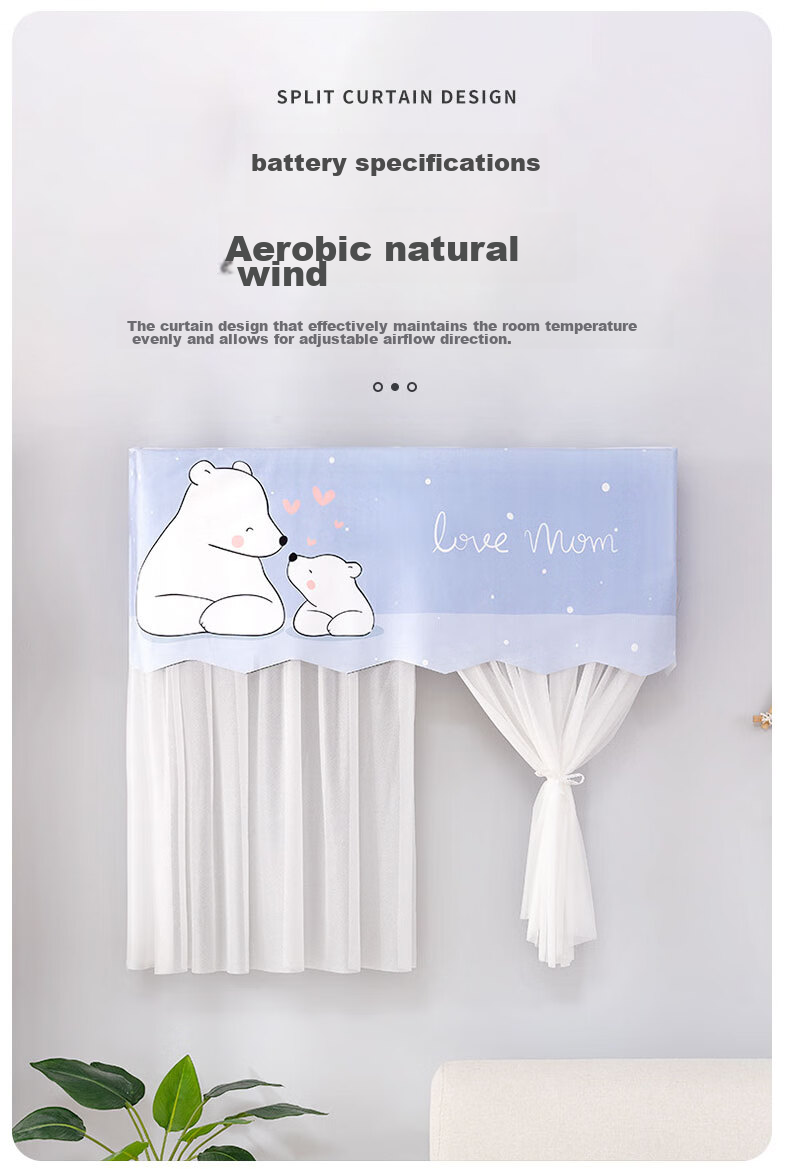 Keruier Air Conditioner Dust Cover, 1.5 HP Universal Dust Shield, Anti-Direct Blowing Wind Deflector, Windproof Curtain, No Need to Remove When Operating 8
