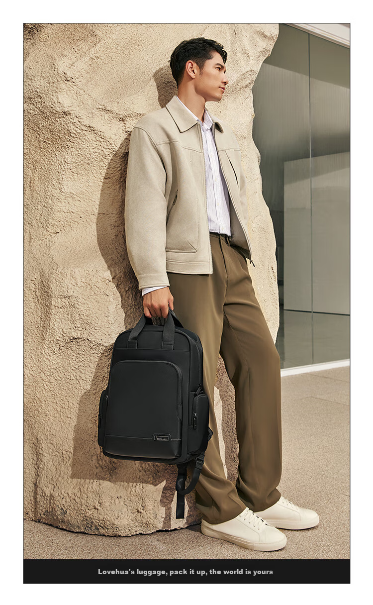 OWAS Pioneer Series Backpack for Men, Commuter Bag, Fashionable Business 15.6-Inch Laptop Bag, Travel Leisure Bag 12