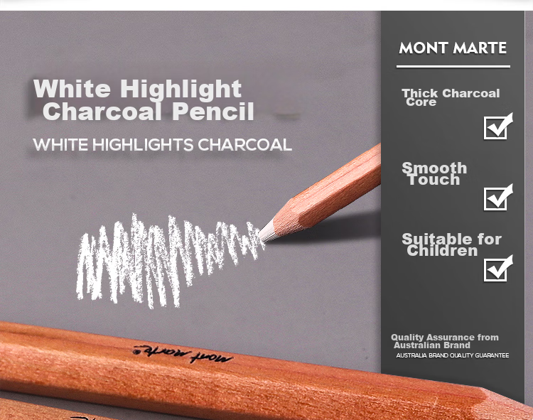 Mont Marte White Sketch Charcoal Pencils, 2-Pack, Art Charcoal Drawing Pencils, Sketching And Outdoor Drawing Highlighters, Specialized for Art Students, Thick Charcoal Pencils for Drawing, MPN0097 Art Sketching 4