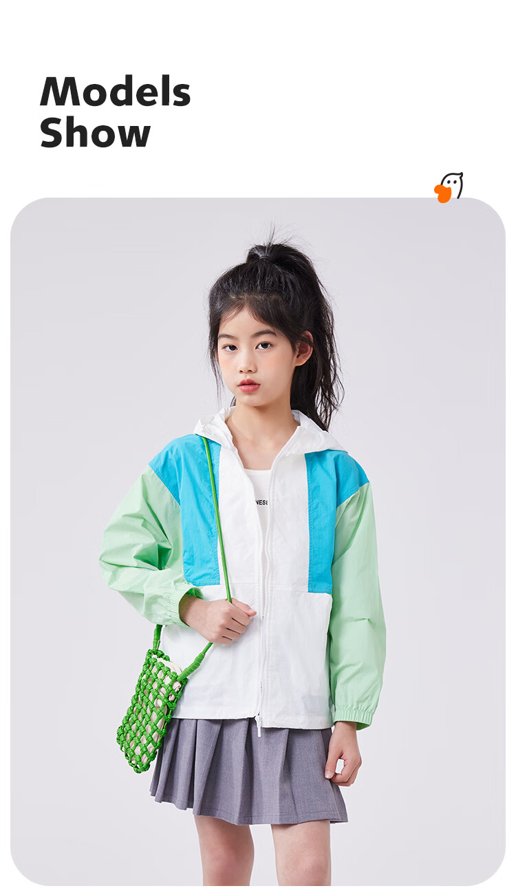 QQ DUCK Children's Clothing Girls' Sun Protection Jacket Kids' Summer Thin Coat Sunshade Youth Clothing Three Colors Off-White; 130 10