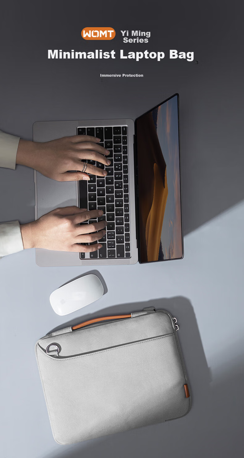 WOMT Laptop Bag for 13/14 Inch Laptops, Compatible with Apple MacBook, Huawei Matebook 14s, Lenovo Xiaoxin, ASUS, Dell, Microsoft, with Handheld Strap And Protective Sleeve 2