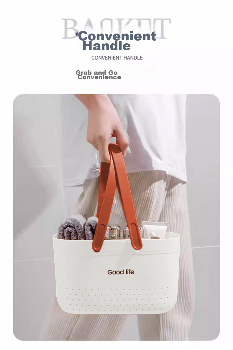 Jinghuisichuang Laundry Basket, Shower Caddy, Portable Thickened Hollow Quick-Drying Bath Basket, Student Shower Organizer, Bathroom Storage Basket 9