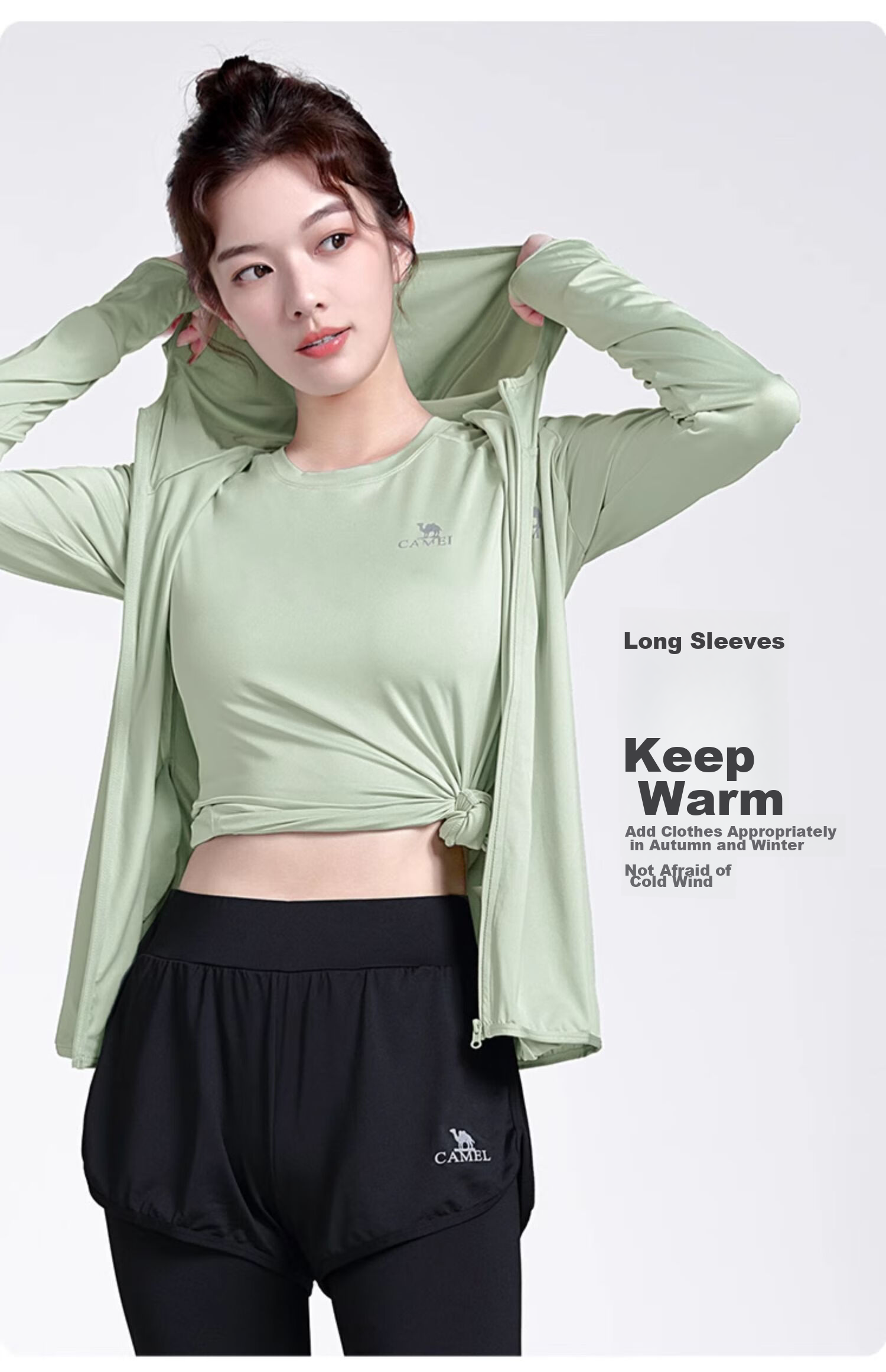 CAMEL Yoga Outfit Set for Women, Morning Run Outdoor Sportswear, Slim-Fit Breathable Fitness Wear, Five-Piece Set YK22255493 8
