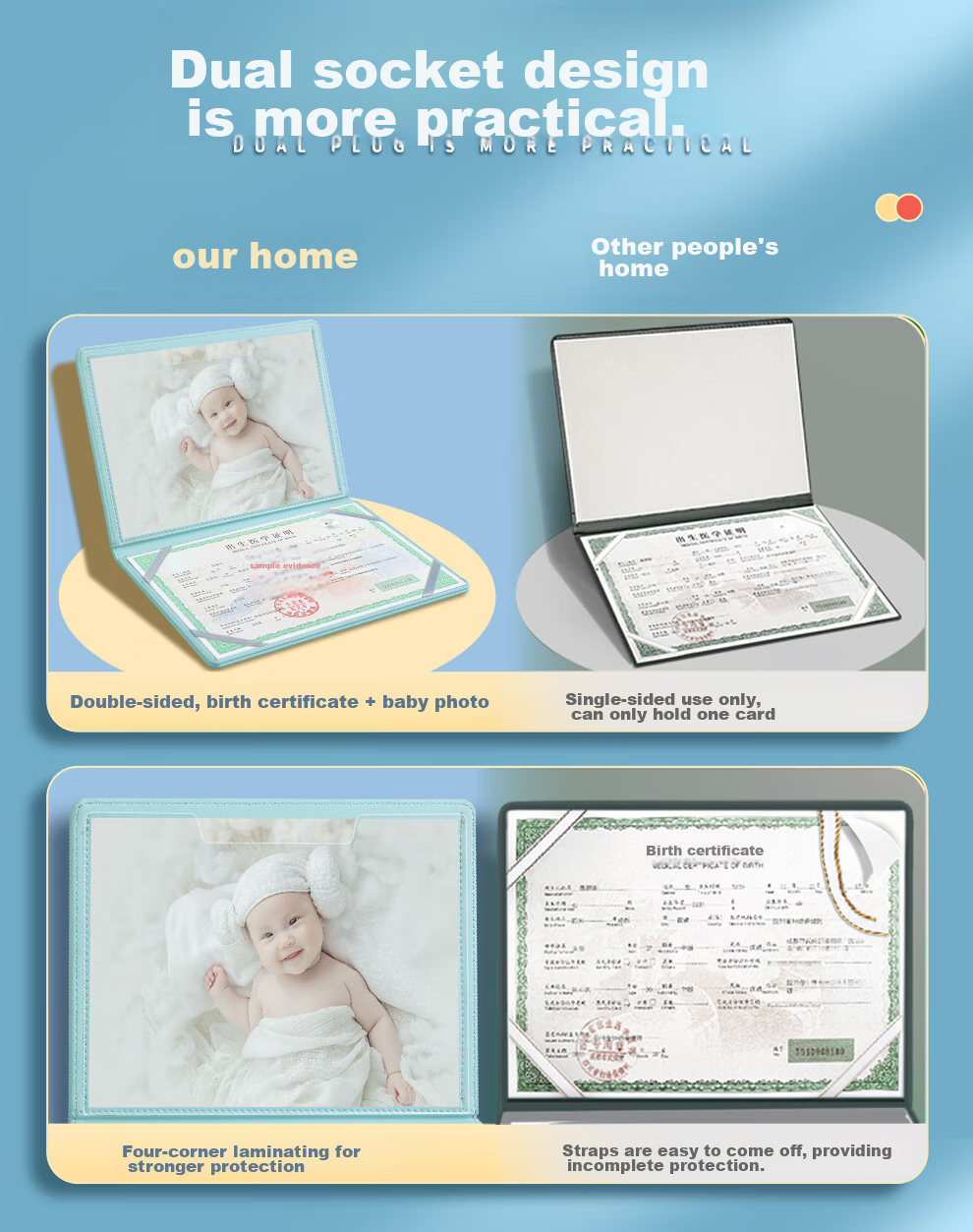 Jiaranheng Medical Birth Certificate Protector, 2026 Horse Year Newborn Baby Birth Certificate Protector, Standard Set, Ma Baby Pink 13