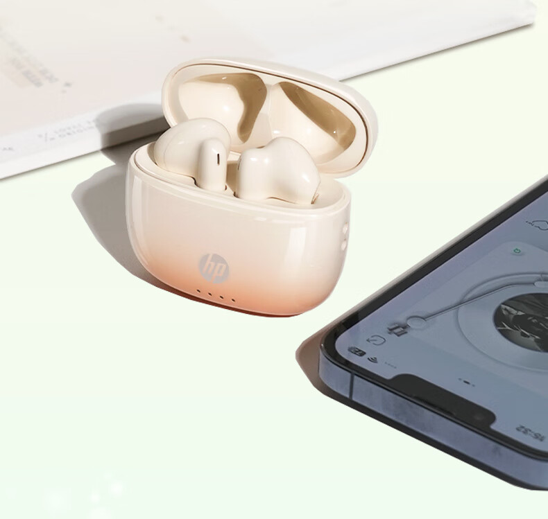 HP H10J True Wireless Bluetooth 5.4 ENC Calling Noise Reduction Semi-In Compact Music Earphones Compatible with Apple Huawei Xiaomi Phones for Gaming Entertainment And Office Use Sunset Orange 8