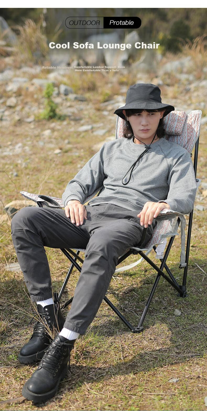 V-CAMP Moon Chair Outdoor Folding Chair Camping Chair Portable Thickened High Backrest Picnic Beach Fishing Chair 2