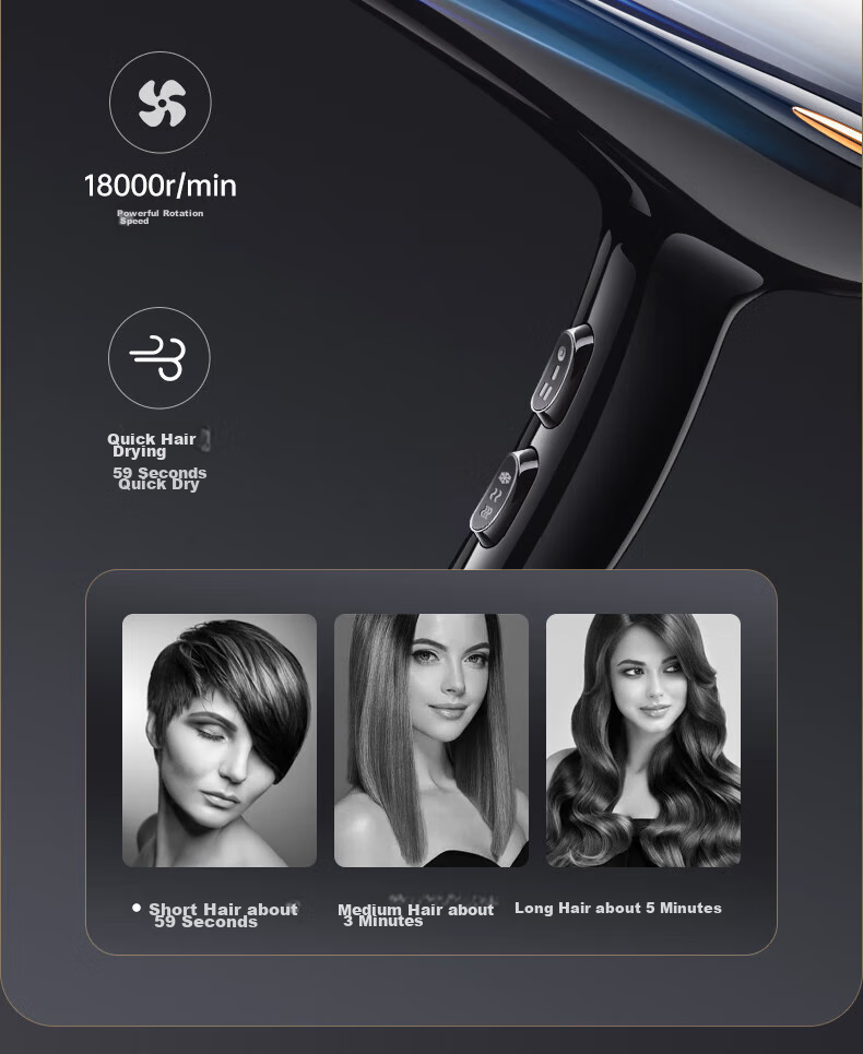AUX Hair Dryer, Home Use, Blue Light Negative Ion, High Power, 2200W, Strong Airflow, Quick-Drying, Professional Salon Use, Hair Dryer for Barbershop 6