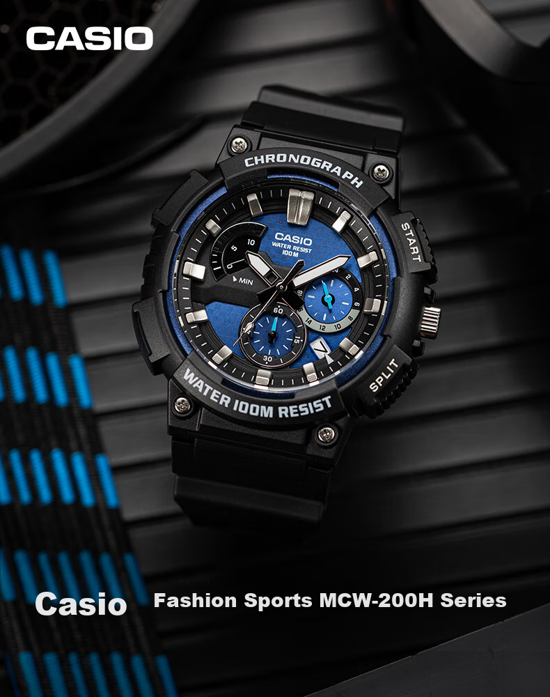 Casio Watch for Men, Black Knight Black Gold Sports Youth Student Waterproof Digital Watch for Men And Women, MCW-200H 2