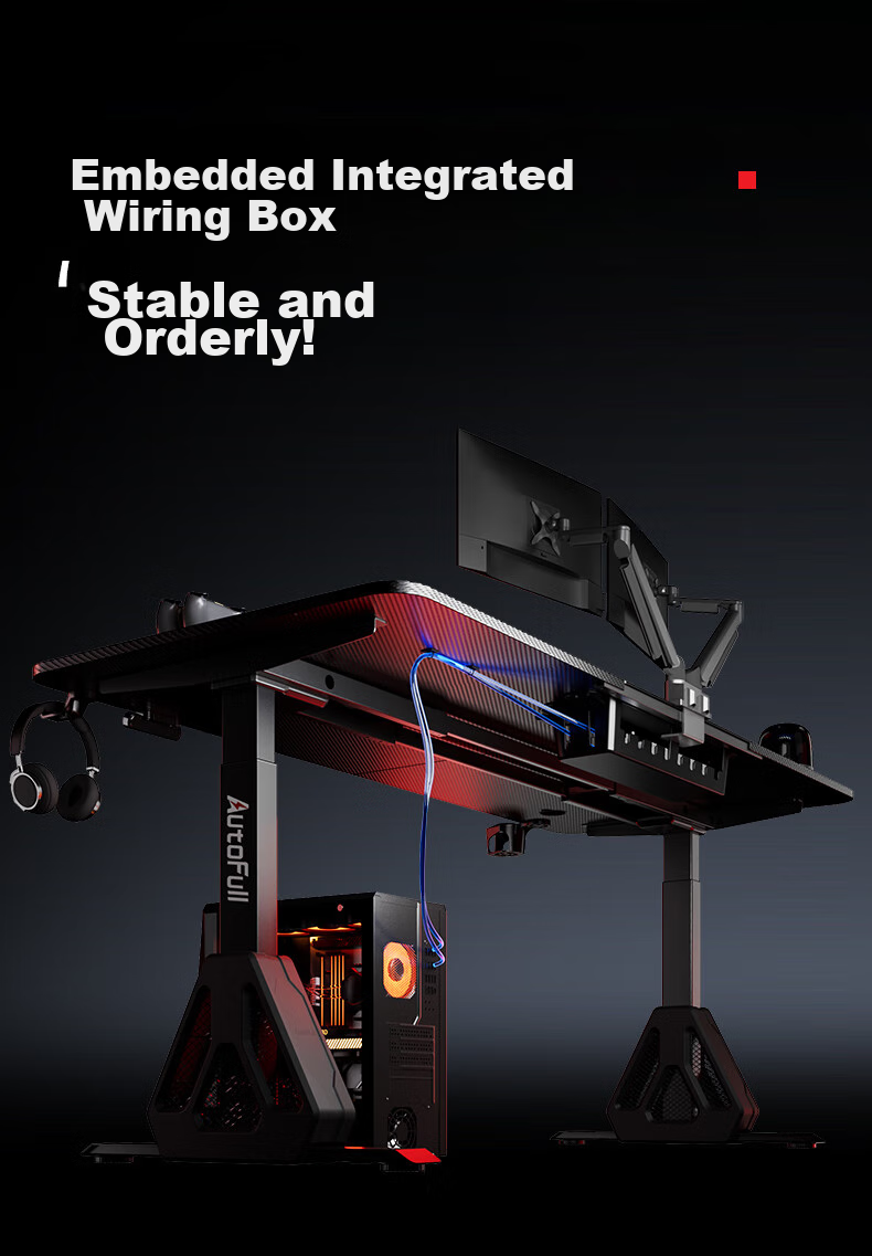 AOFENG A4Pro Gaming Desk Solid Wood Electric Height Adjustable Computer Desk Office Desk Black 1.8*0.8m 16