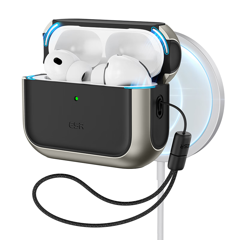 ESR AirPods Pro 3rd Generation Case 2025 New MagSafe Magnetic Wireless Charging Bluetooth Anti-Slip Drop Protection Titanium