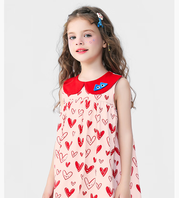 Mini Wooden House Children's Dress Summer Girls Cute Doll Collar Short Sleeve Dress Breathable Black Little Rabbit 130 6