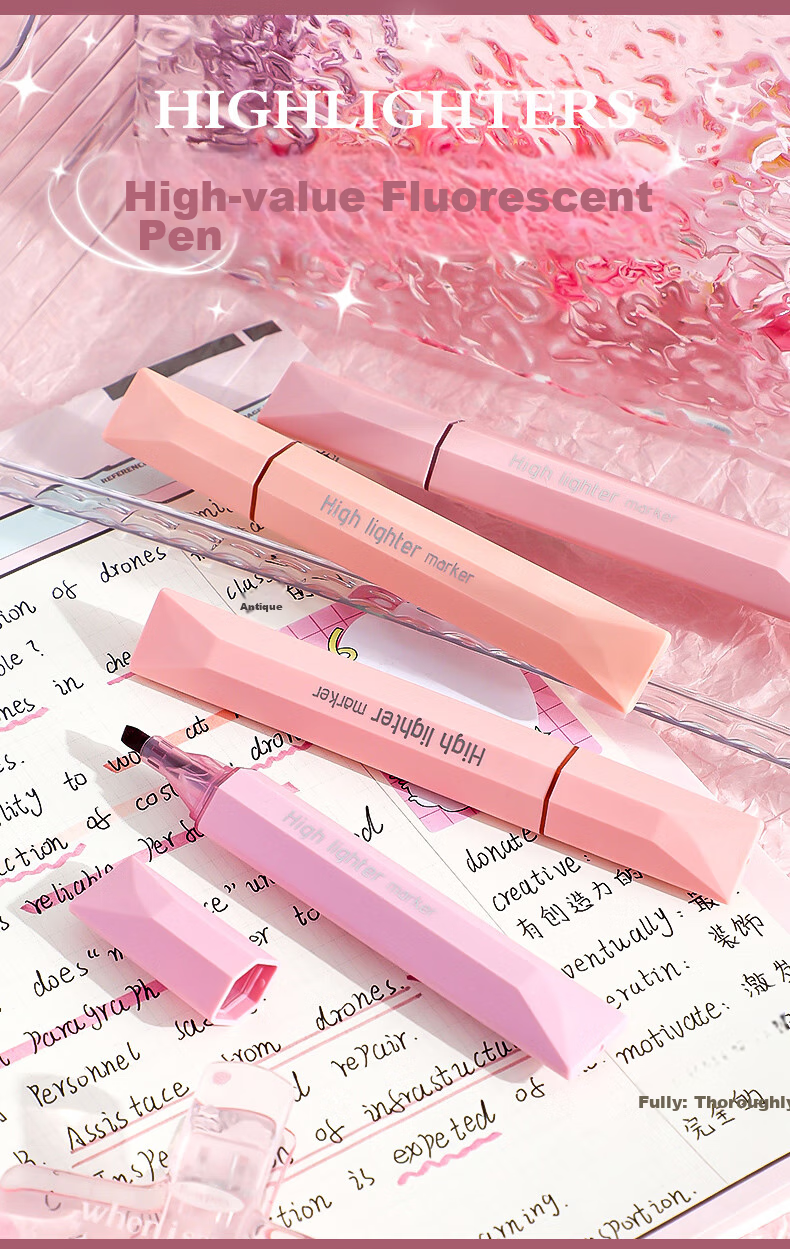 CHANGLi Monet Color Highlighter, Student Note-Taking Pen, Quick-Drying, No Bleeding Or Smearing, Colored Marker, Aesthetically Pleasing Fluorescent Pen, Student Notation Pen, Non-Transparent 1