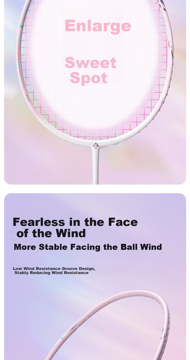 KUMPOO Badminton Racket, Full Carbon Ultra-Light 5U Speed Offensive Type, Xunfeng Glass White Light Blue 4