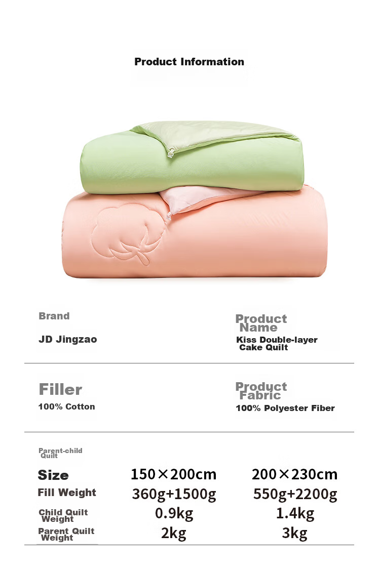 JD Original Cotton Comforter Set, Xinjiang First-Grade Cotton, Two-In Quilt for Winter, Approximately 6 Jin (3 Kg), 1.5x2m 25