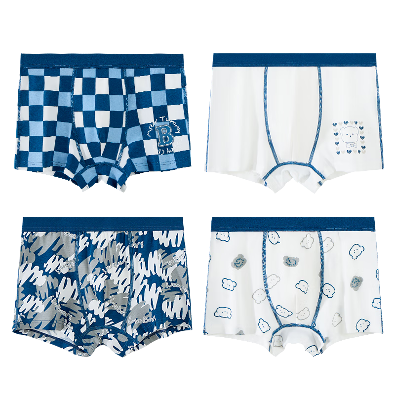 LangSha Children's Underwear, Boys' Youth Pure Cotton Antibacterial Underwear, Developmental Stage Student Shorts And Boxer Briefs