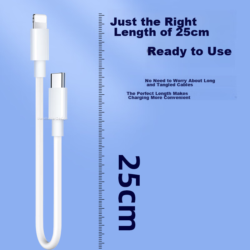 Кабель Trendsetter для Apple PD Type-C на Lightning, 25 см, белый, 3A