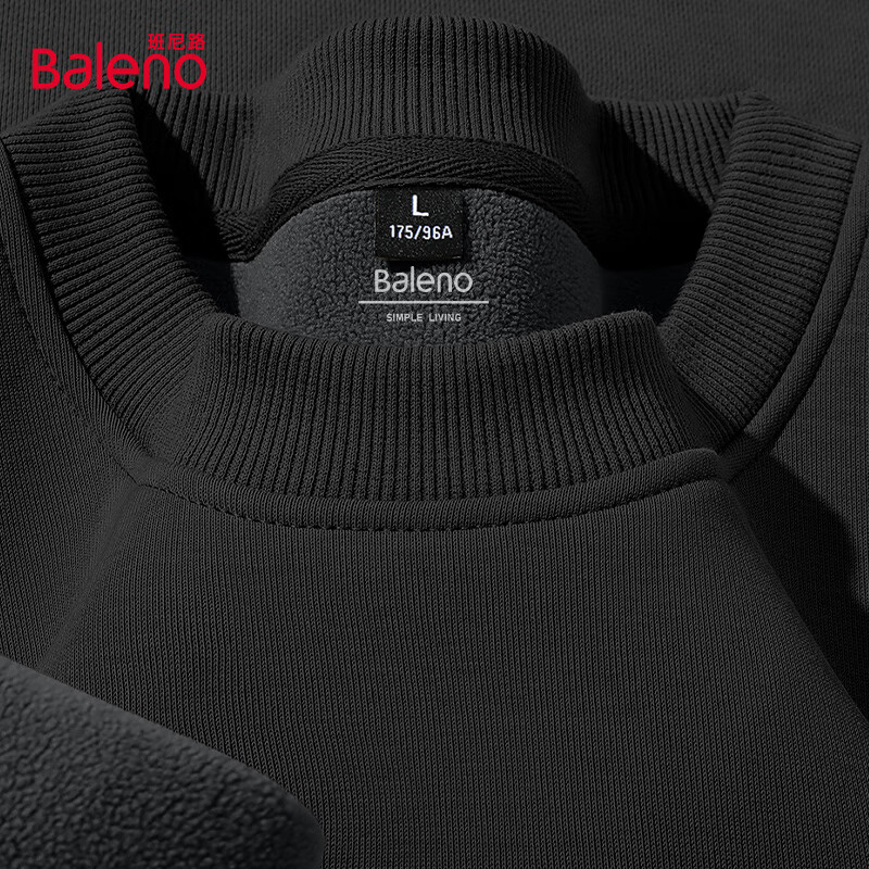 Baleno Men's Winter Hoodie Casual American Vintage Crewneck Loose Thick Fleece Warm Long Sleeve Jacket for Youth