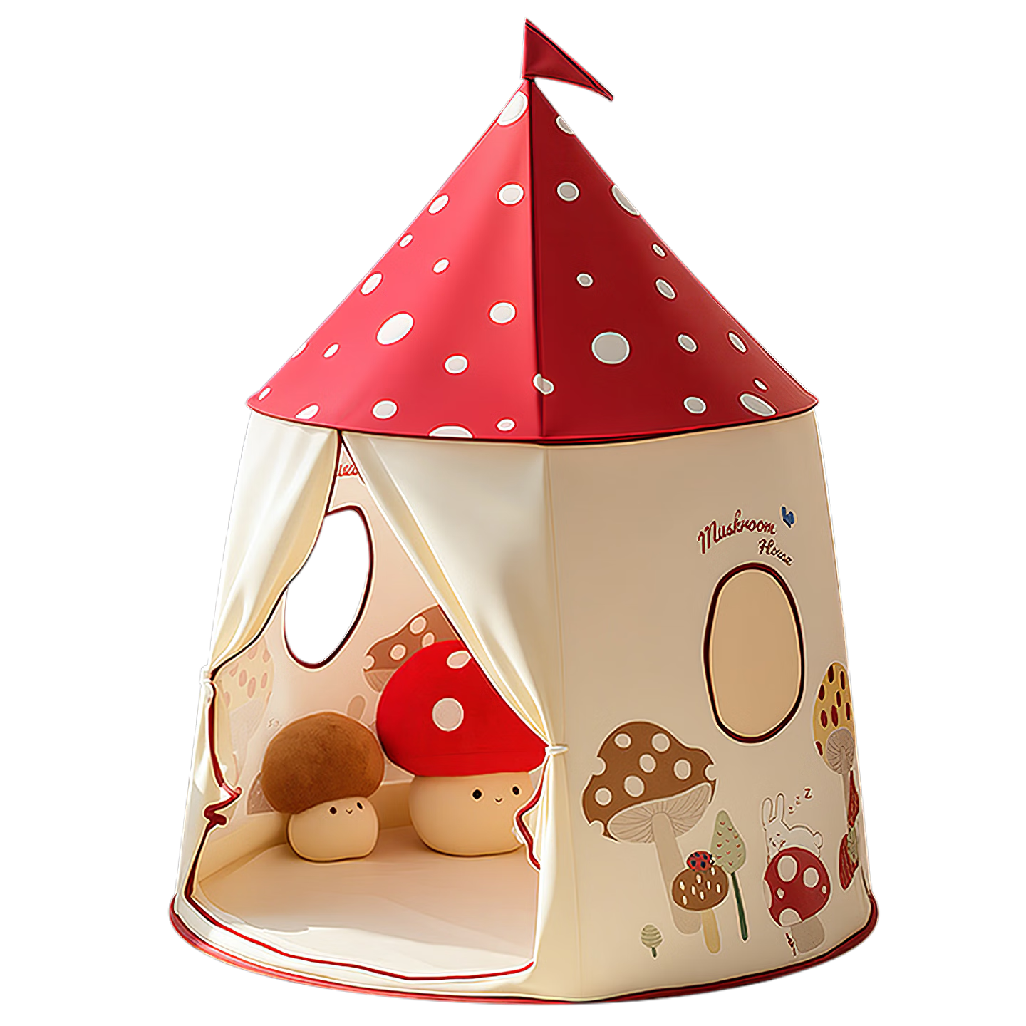 Little Dove Children's Tent Indoor Playhouse / Girls' Mongolian Yurt Castle Toy Gift, Mushroom Rabbit (Pad Not Included)
