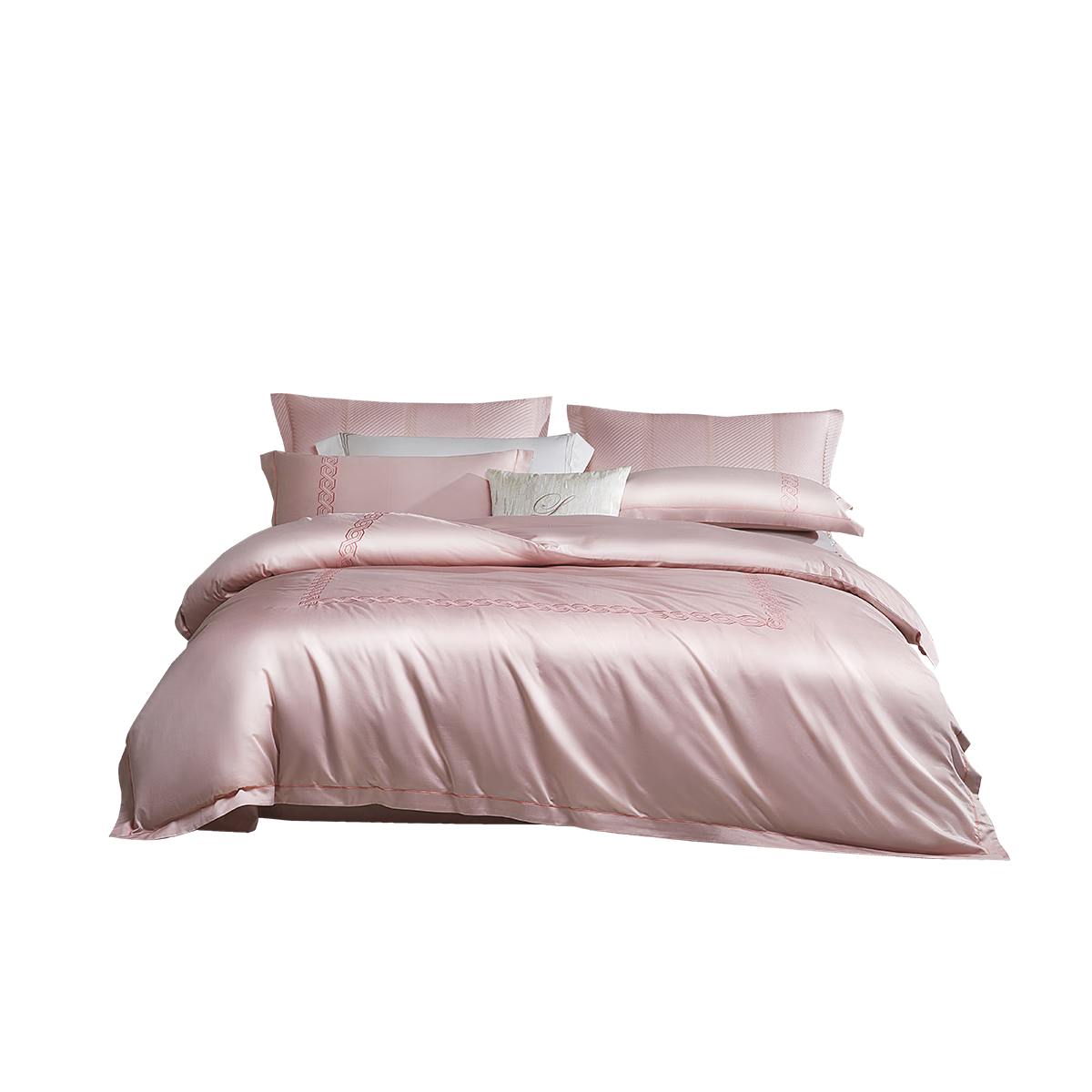 LUOLAI Home Textiles, 100-Count Pima Cotton Bedding Set, Pure Cotton Luxury Four-Piece Set, 200*230cm, Smoky Pink