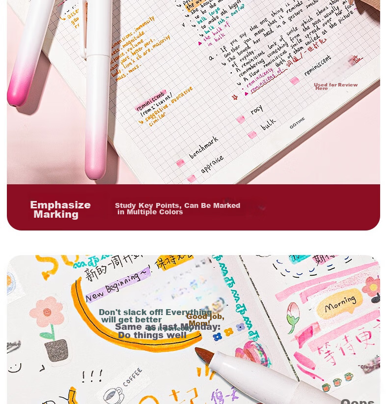 Deli Pocket Colorful Highlighters, Floral Series, for Students' Exams, Key Points Review, Office Note-Taking, Doodle DIY Decoration, 4 Pens/Box, SK183 11