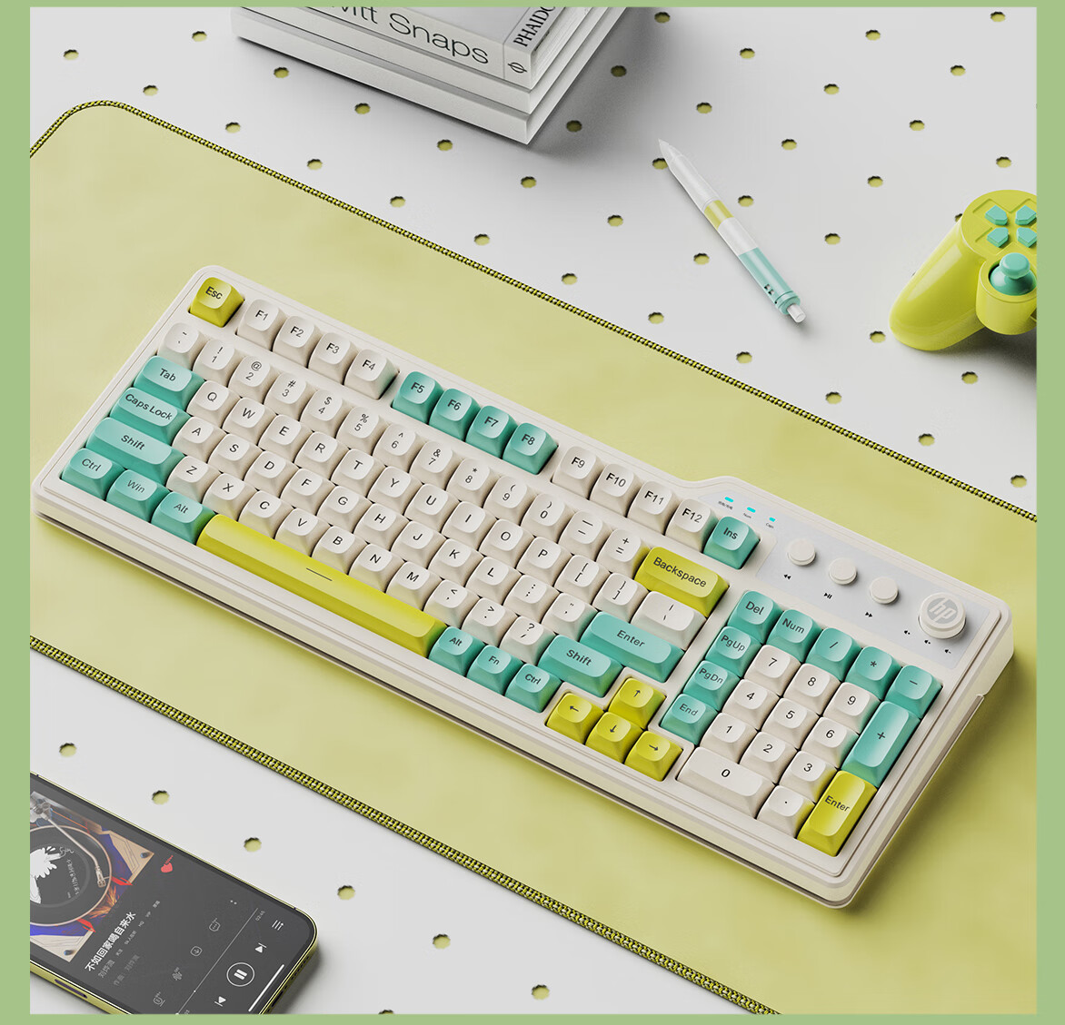 HP K360 Tri-Mode Wireless Bluetooth Keyboard with RGB Lighting, Mechanical Feel, Gaming And Office Use, Black And Gree 17