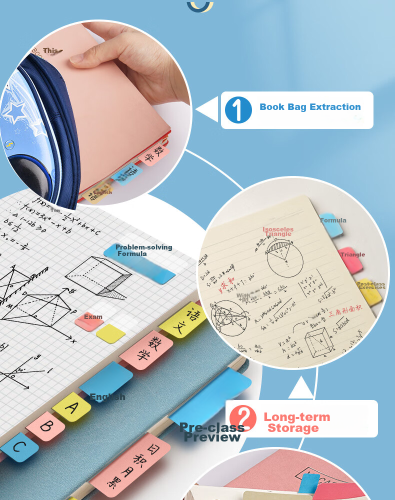 Licao Medium-Sized Label Stickers Index Tabs Bookmark Stickers, Writable Index Tabs with Strong Adhesive, Reusable Classification Page Markers, Student Note-Taking, Morandi, 120 Pieces in Total 7