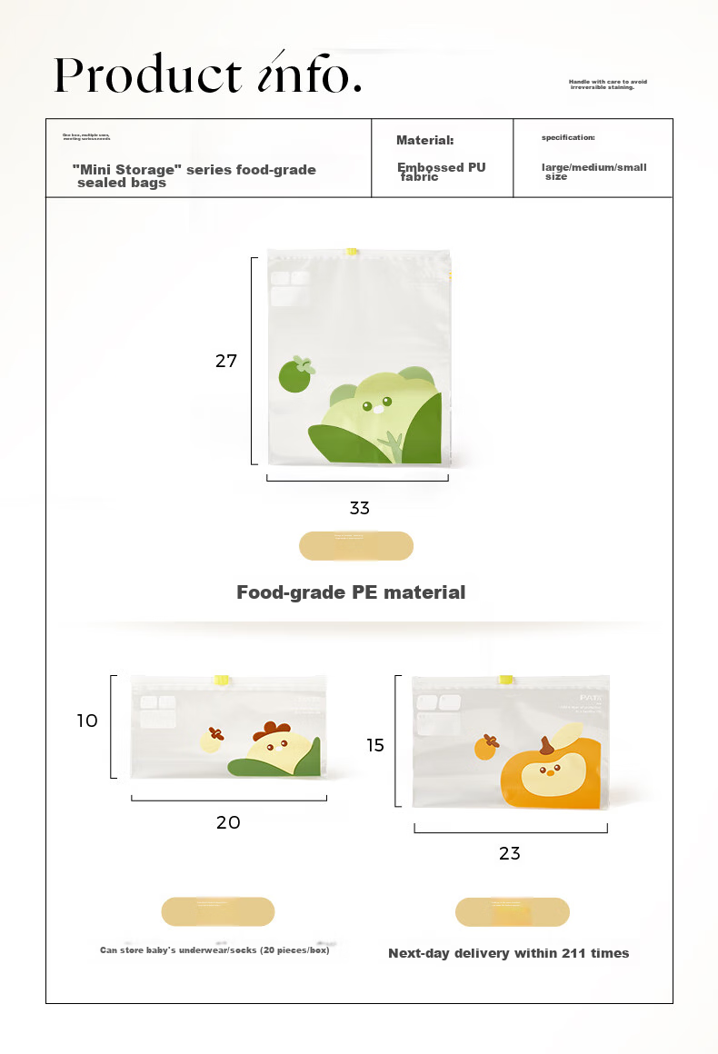 EACHY Sealed Bags for Kindergarten Clothes Storage, Medium-Sized Transparent Cartoon Style, Pack of 35 6
