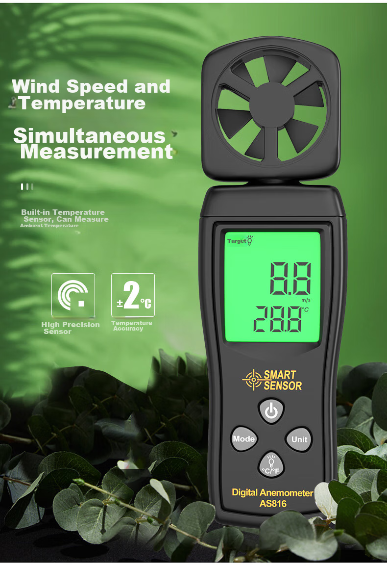 Xima AS816 Anemometer, Wind Thermometer, Wind Speed Meter, High-Precision Wind Speed Measuring Instrument 4