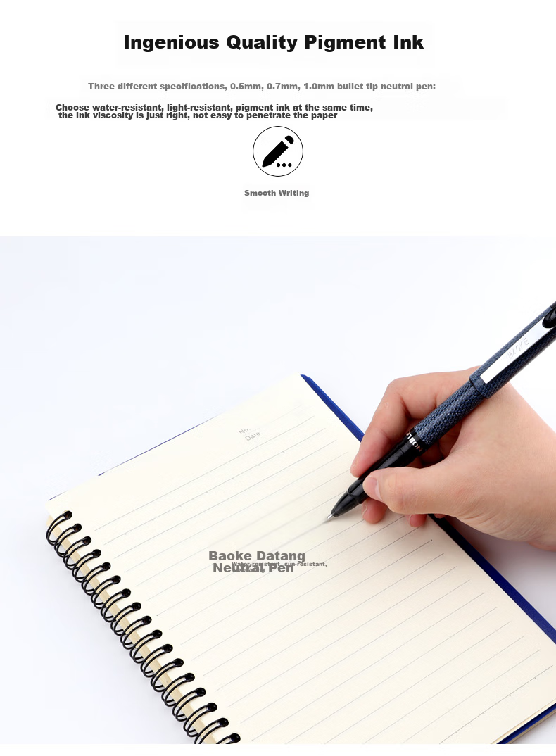 BAOKE PC2538 Black Large Capacity 0.7mm Gel Pen Signature Pen Ink Pen, 12 Pens/box 2