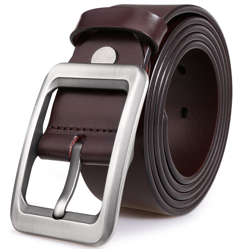 Cattlesboss Belt, Top-Grain Leather, Cowhide Pin Buckle, Casual Belt, 1252 Father's Day Gift, Dark Brown, 120cm