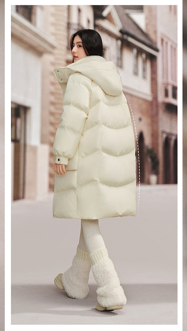 BOSIDENG Off-Season Women's Winter Down Jacket Loose Mid-Length Casual Thickened Removable Hood Stand Collar Casual Coat 6