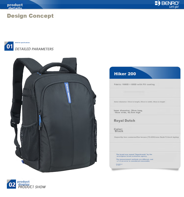 Benro Hiking Backpack 200, Professional DSLR Camera Bag with Large Capacity, Full Compartments And Enhanced Protectio 2