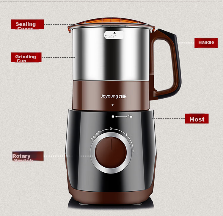 Joyoung Grinder, Home Food Processor, Grain Dry Grinding Machine, Ultra-Fine Electric Stainless Steel Powder Maker, Chinese Herbal Medicine Small Grinder JYS-M01 12