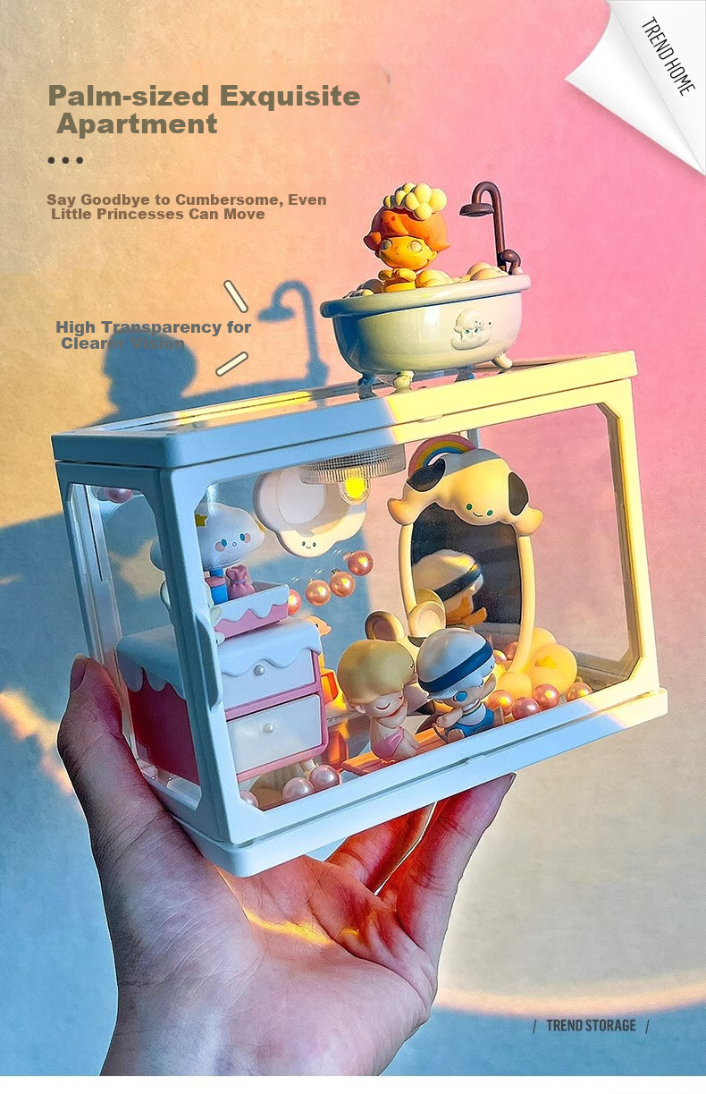 OManti Blind Box Figurine Storage Box, Glass Display Shelf, Transparent Dust-Proof Display Case for Dolls And Figurines, Pop Mart Display Cabinet 4