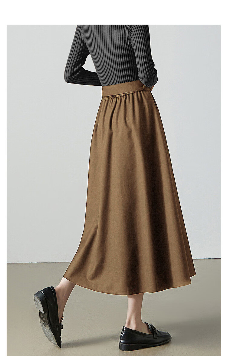Dme [TR Commuter A-Style Midi Skirt], Spring And Autumn, Elastic Waistband, Mid-Length Skirt for Wome 12