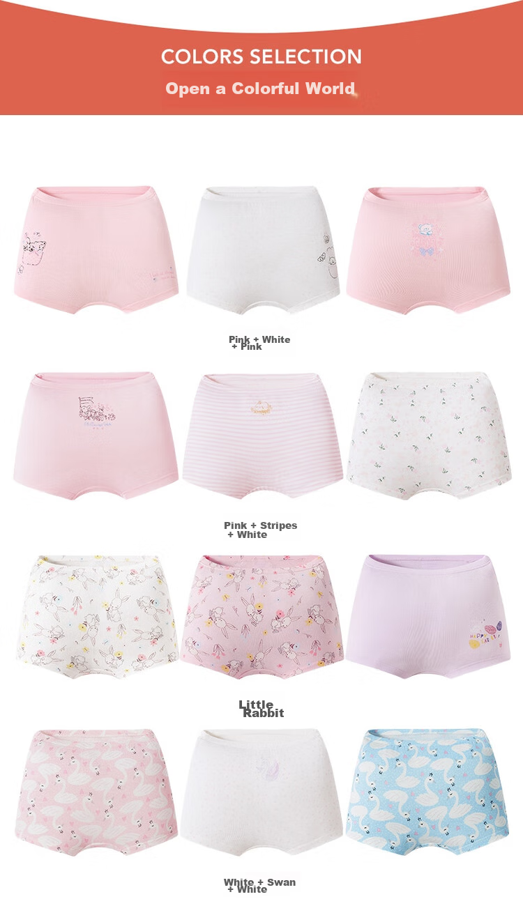 THREEGUN Children's Modal Girls' Flat-Front Pants (Pack of Three) 59048B1 Little Rabbit 140 7