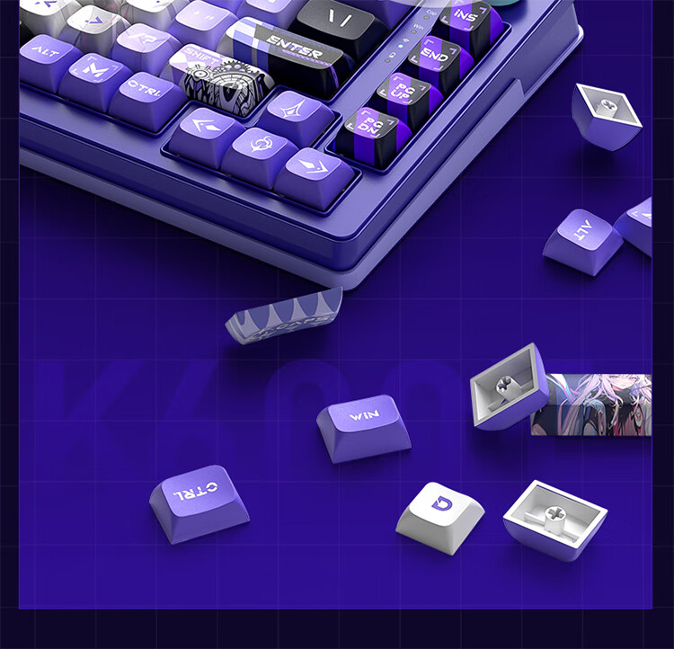 MACHENIKE K600T, 82-Key Wired/2.4G/Bluetooth Tri-Mode Mechanical Keyboard, IP Custom Edition - Baize Teng Purple Switch 10