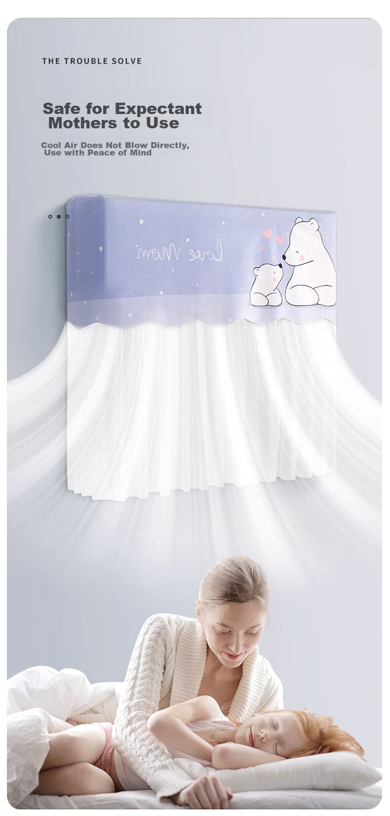 Keruier Air Conditioner Dust Cover, 1.5 HP Universal Dust Shield, Anti-Direct Blowing Wind Deflector, Windproof Curtain, No Need to Remove When Operating 7