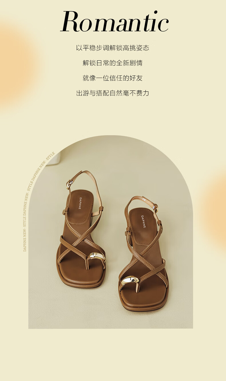 Daphne Elegant Strap Roman Sandals for Women, 2026 New Summer Style Versatile Thin Strap Thick Heel with Skirt, Fairy-Like Shoes 2